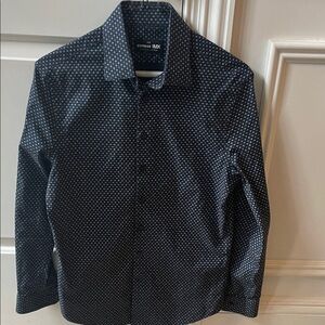 Express Men's Dark Blue Patterned Button Down Shirt